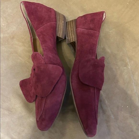 Suede Bow Loafers in Burgundy - Picture 2 of 8